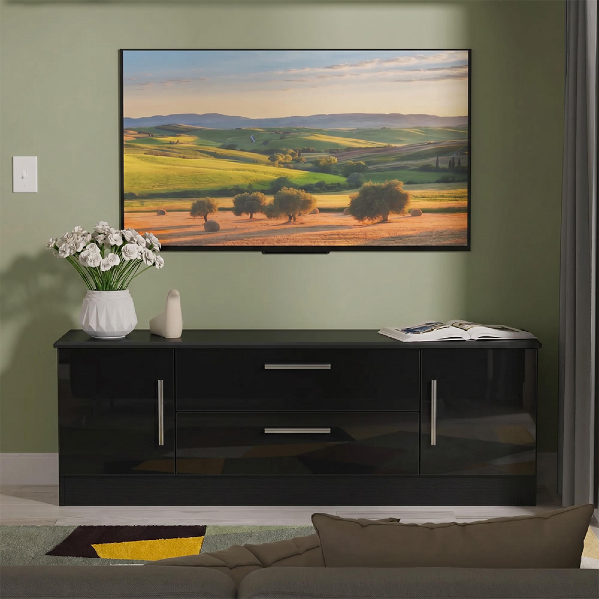 Knightsbridge TV Unit - 145cm - Black Gloss