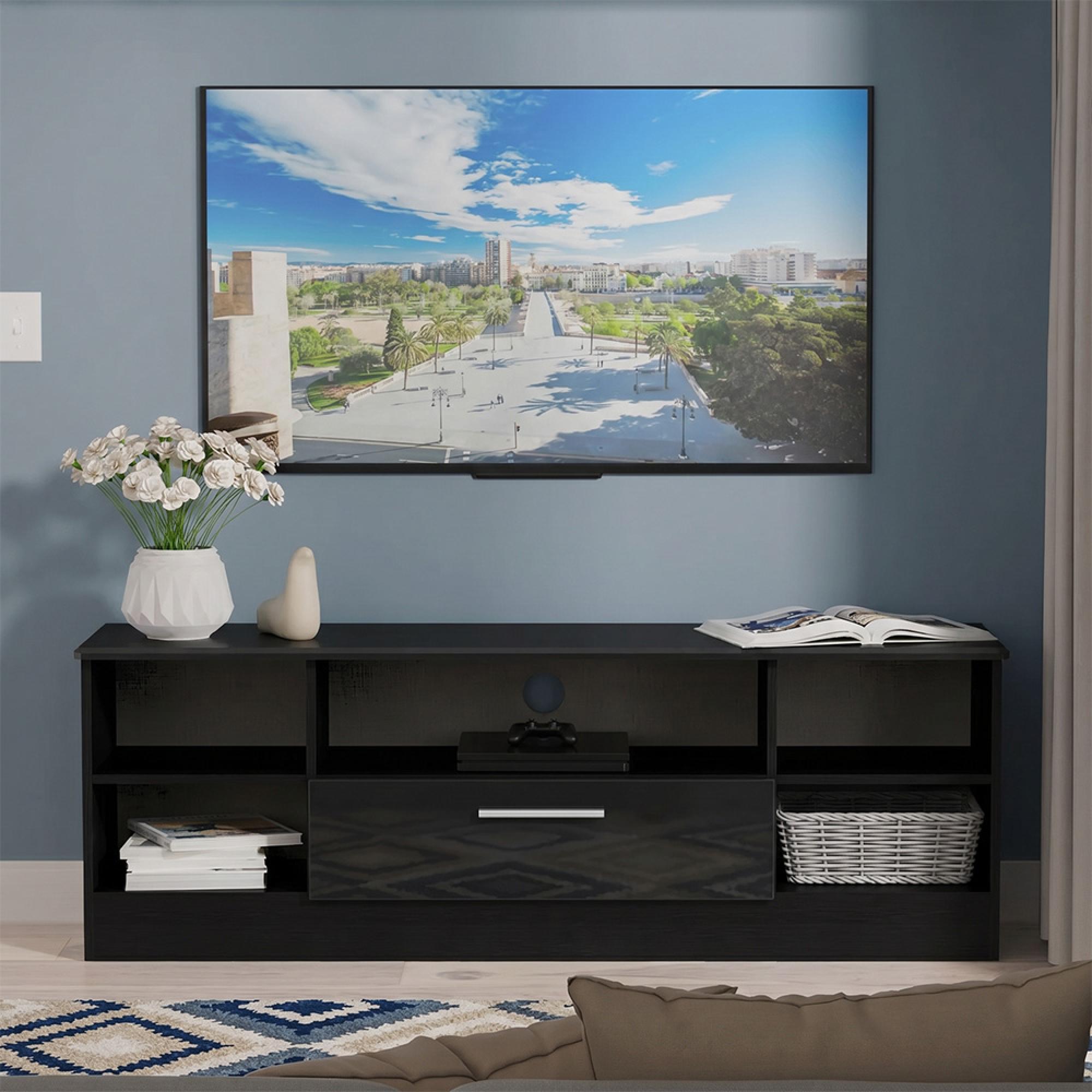 Knightsbridge TV Unit - 145cm Wide - Black Gloss