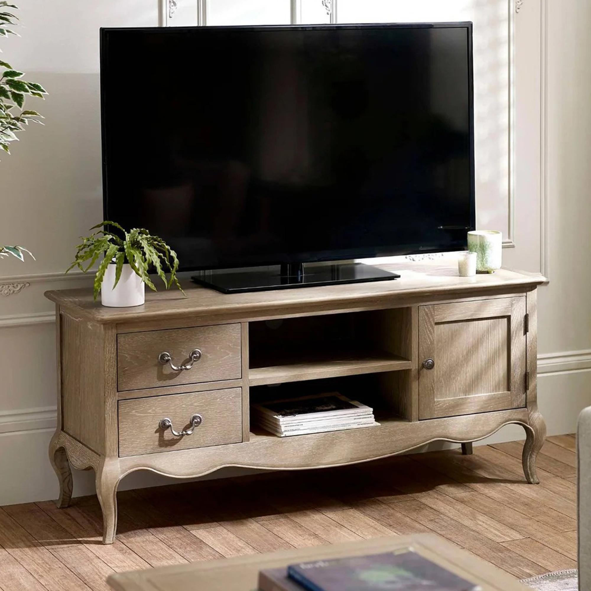Camille TV Unit - 1 Door - 135cm - French Style - Natural - Limed Oak