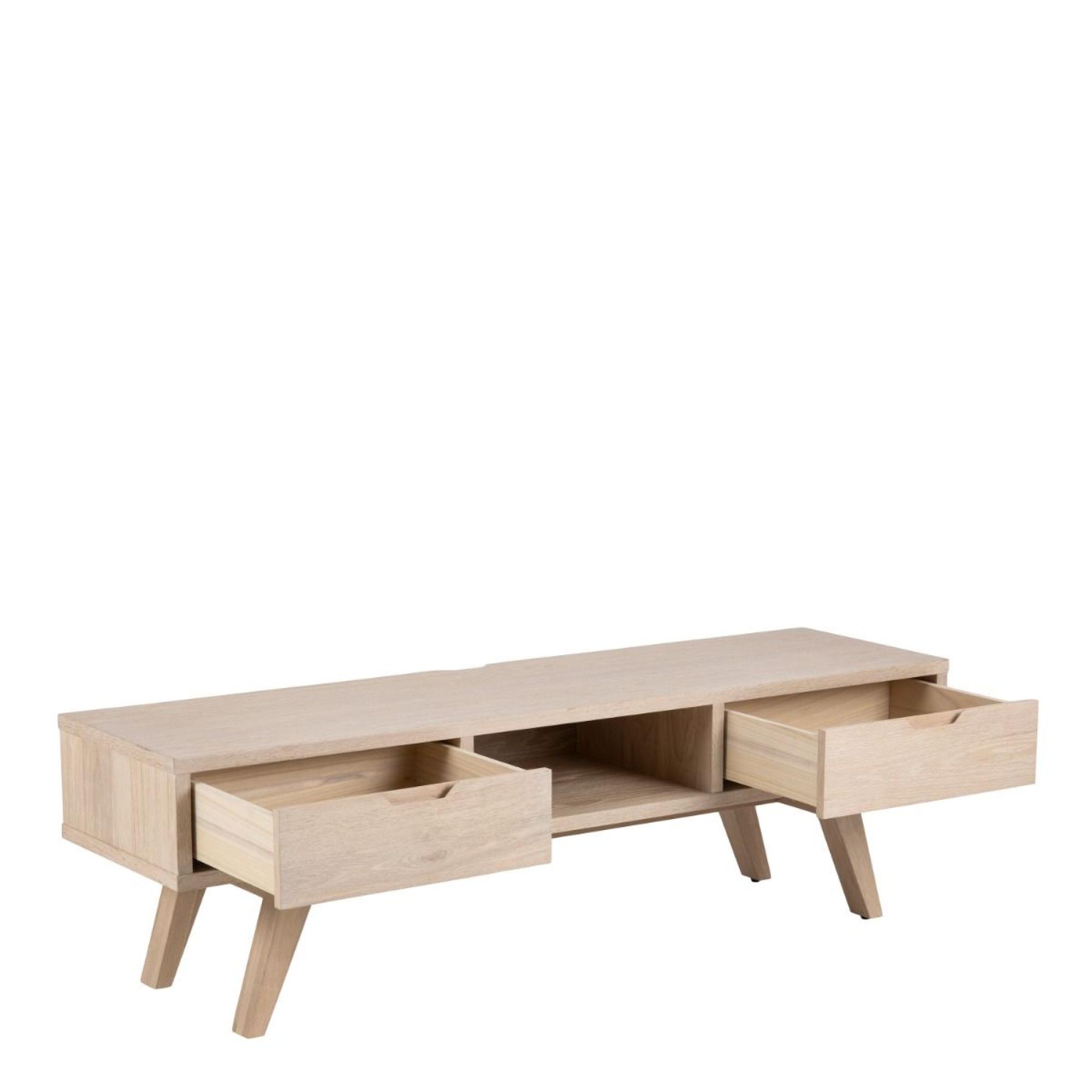 A-Line TV Unit - 2 Drawer - 150cm - Medium - White Oak