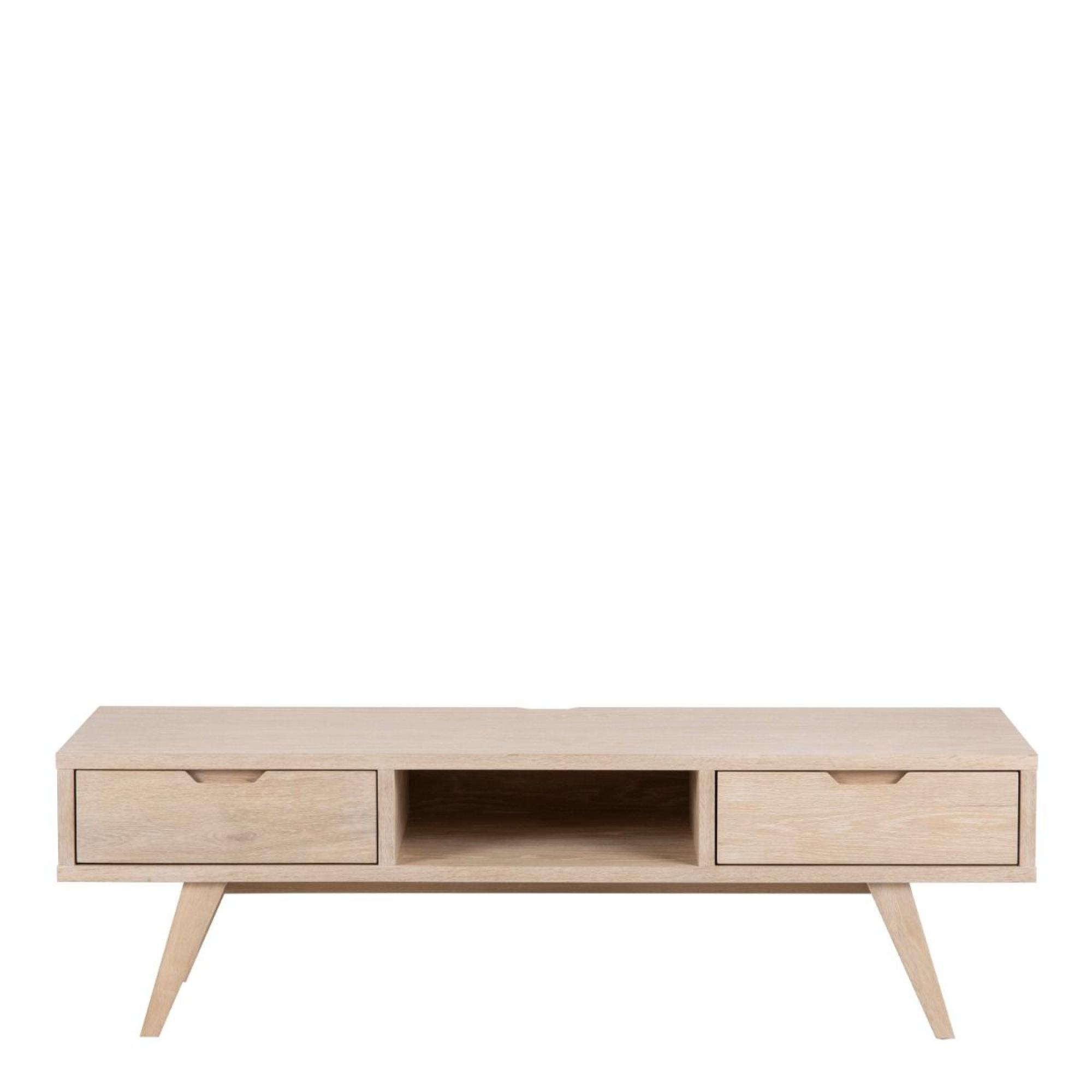 A-Line TV Unit - 2 Drawer - 150cm - Medium - White Oak