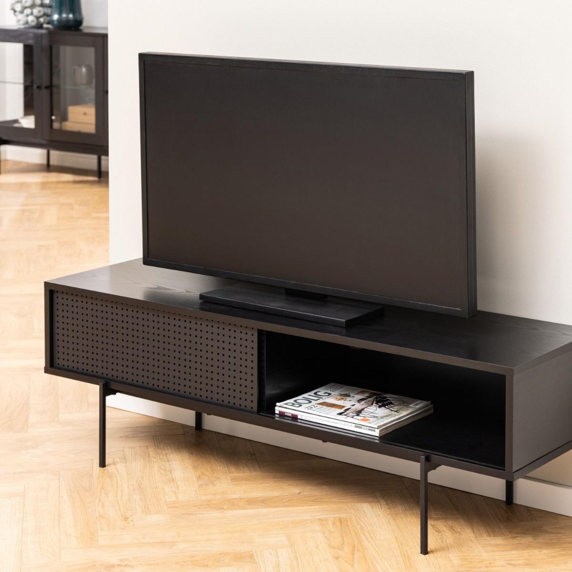 Angus Black Ash TV Unit with 1 Sliding Door