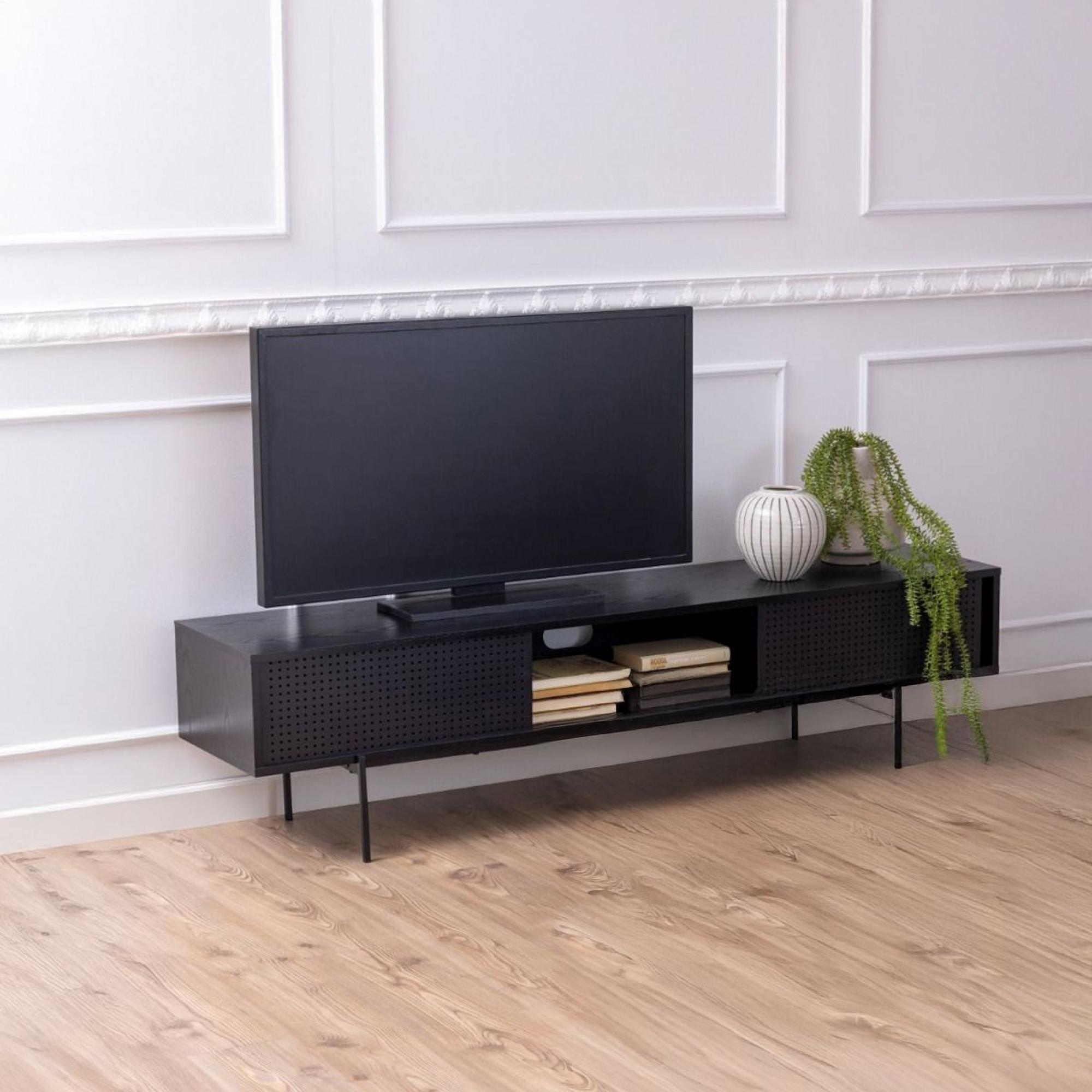 Angus Black Ash TV Unit with 2 Sliding Door