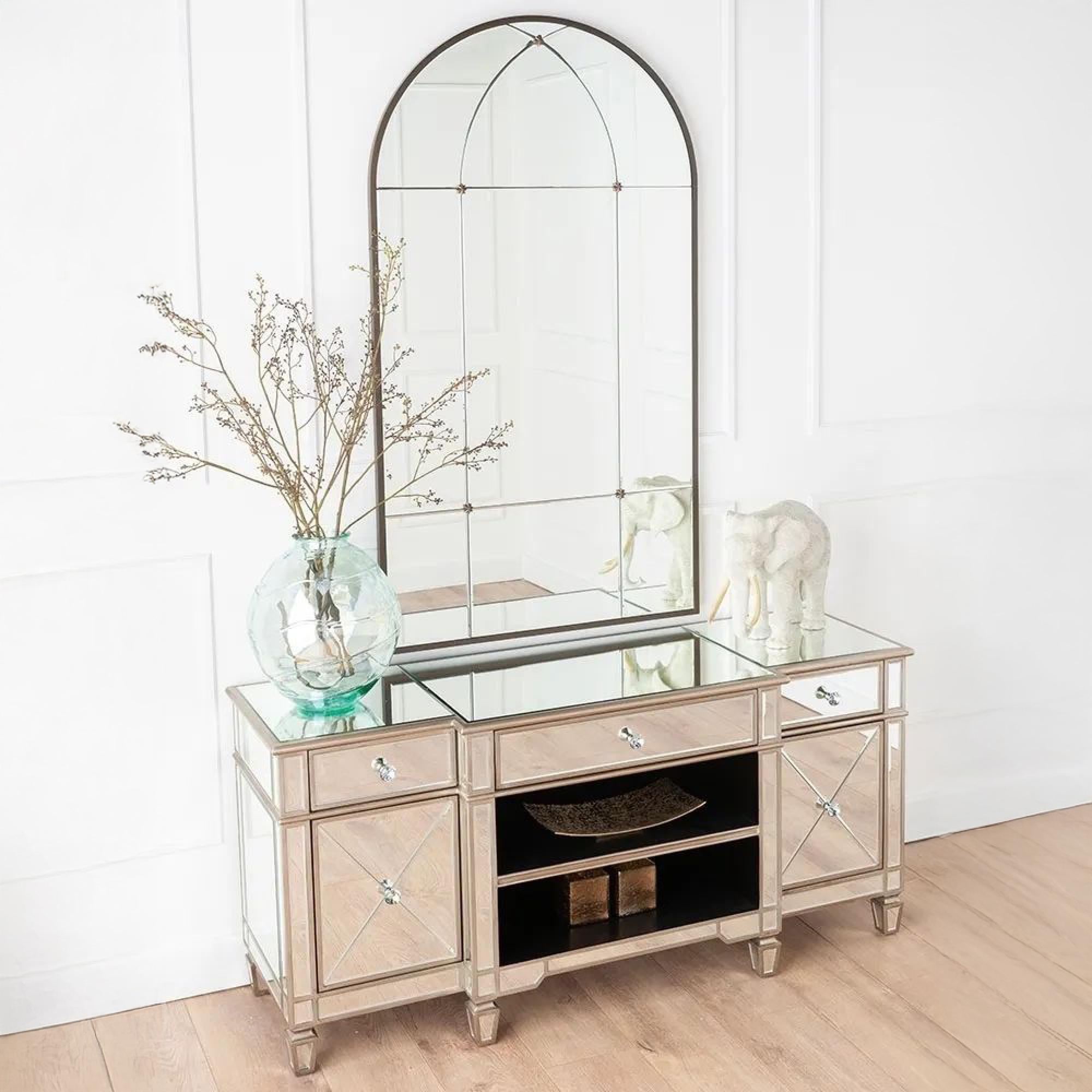 Antoinette TV Unit - Mirrored - Champagne Trim