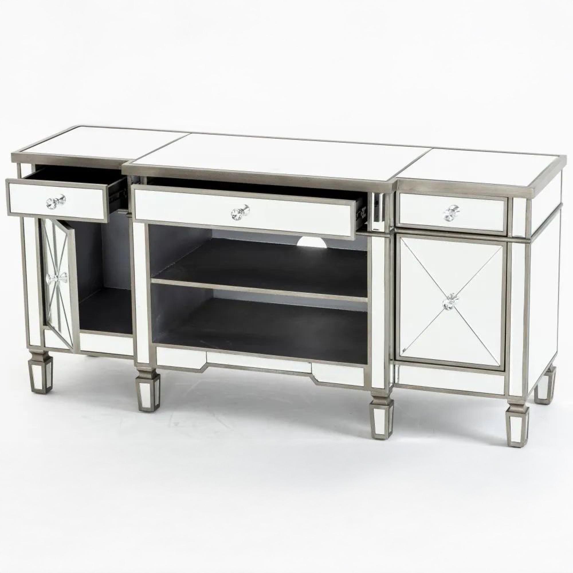 Antoinette TV Unit - Mirrored - Champagne Trim