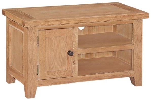 Appleby Oak Small TV Unit, 90cm with Storage for Television Upto 32in Plasma