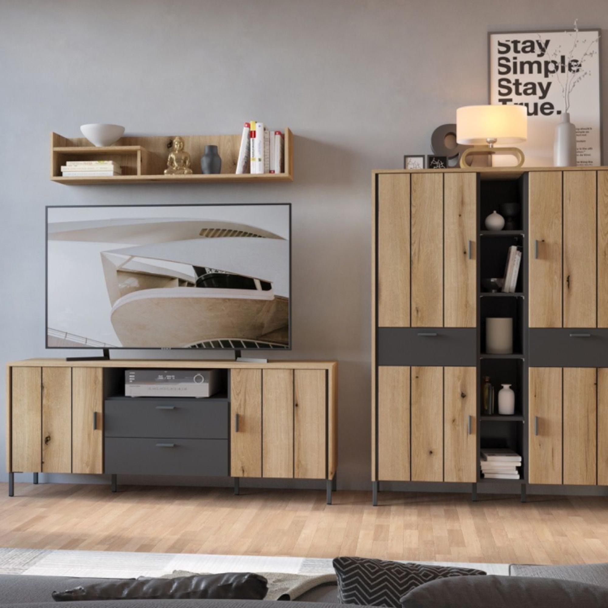 Arundel TV Unit - 2 Door - 2 Drawer - 158.2cm - Medium - Oak