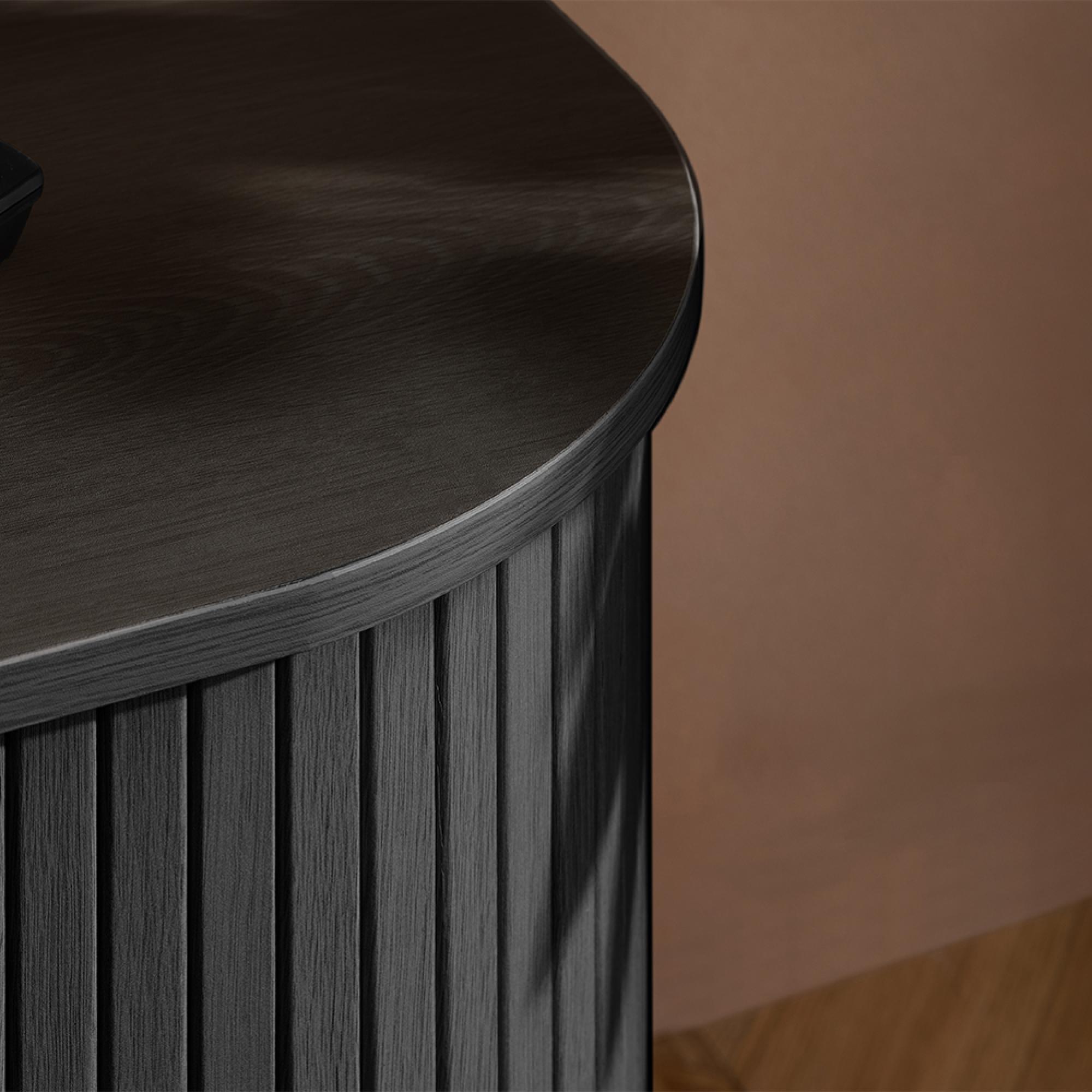 Axel Curved TV Unit - 140cm - Black Fluted