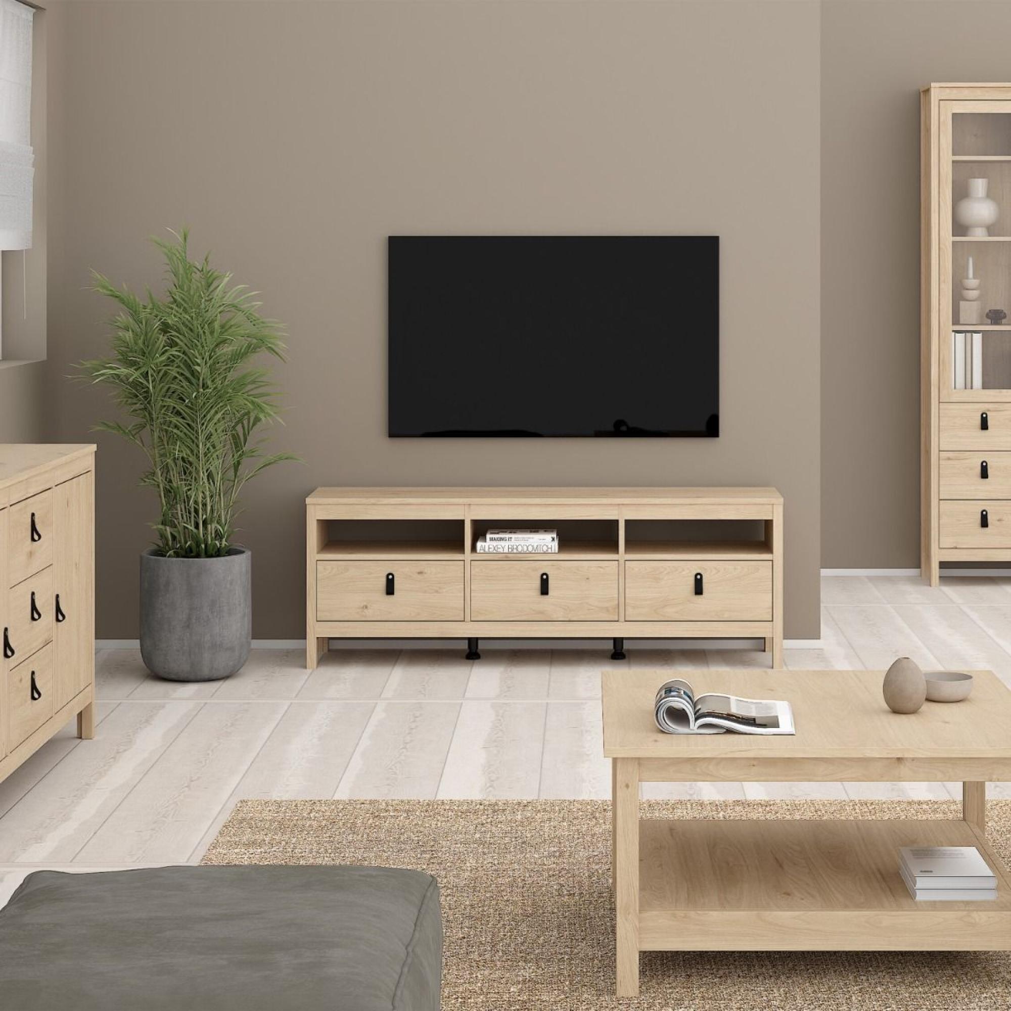 Barcelona TV Unit - 3 Drawer - 151.4cm - Jackson Hickory Oak