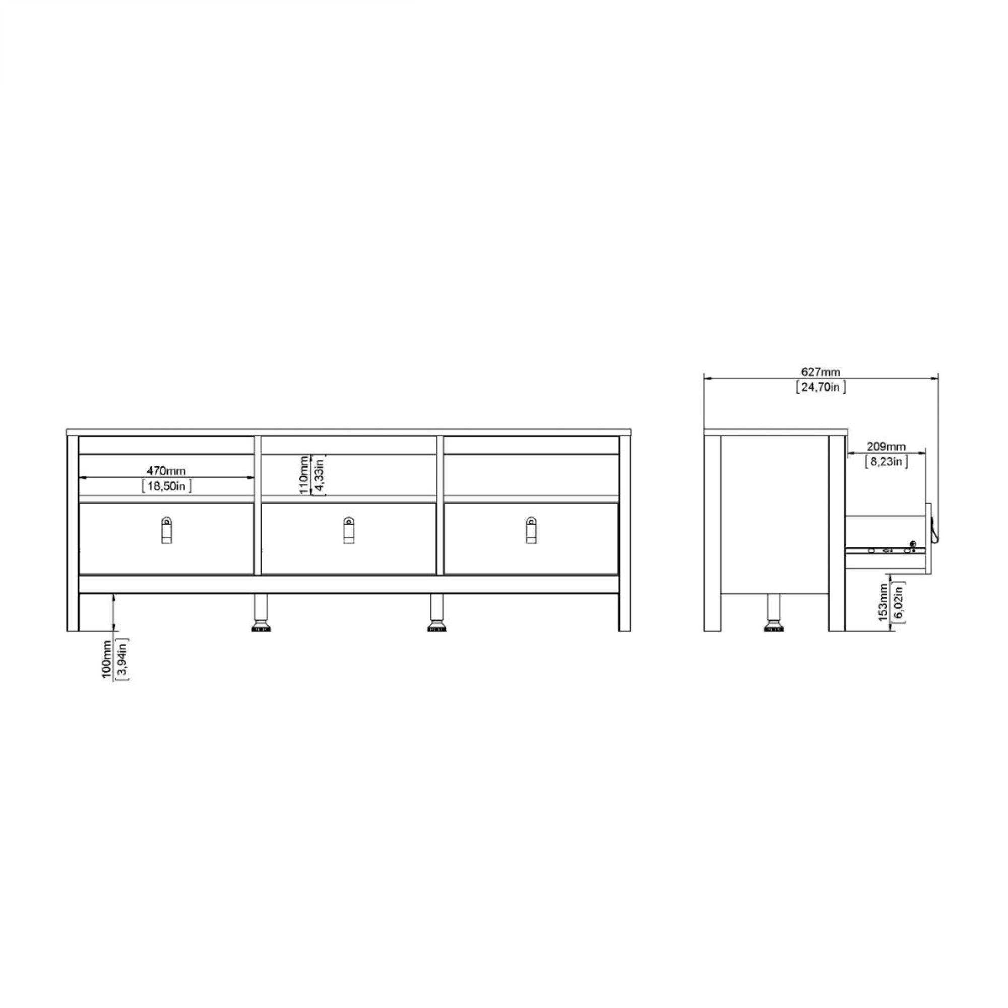 Barcelona TV Unit - 3 Drawer - 151.4cm - Jackson Hickory Oak