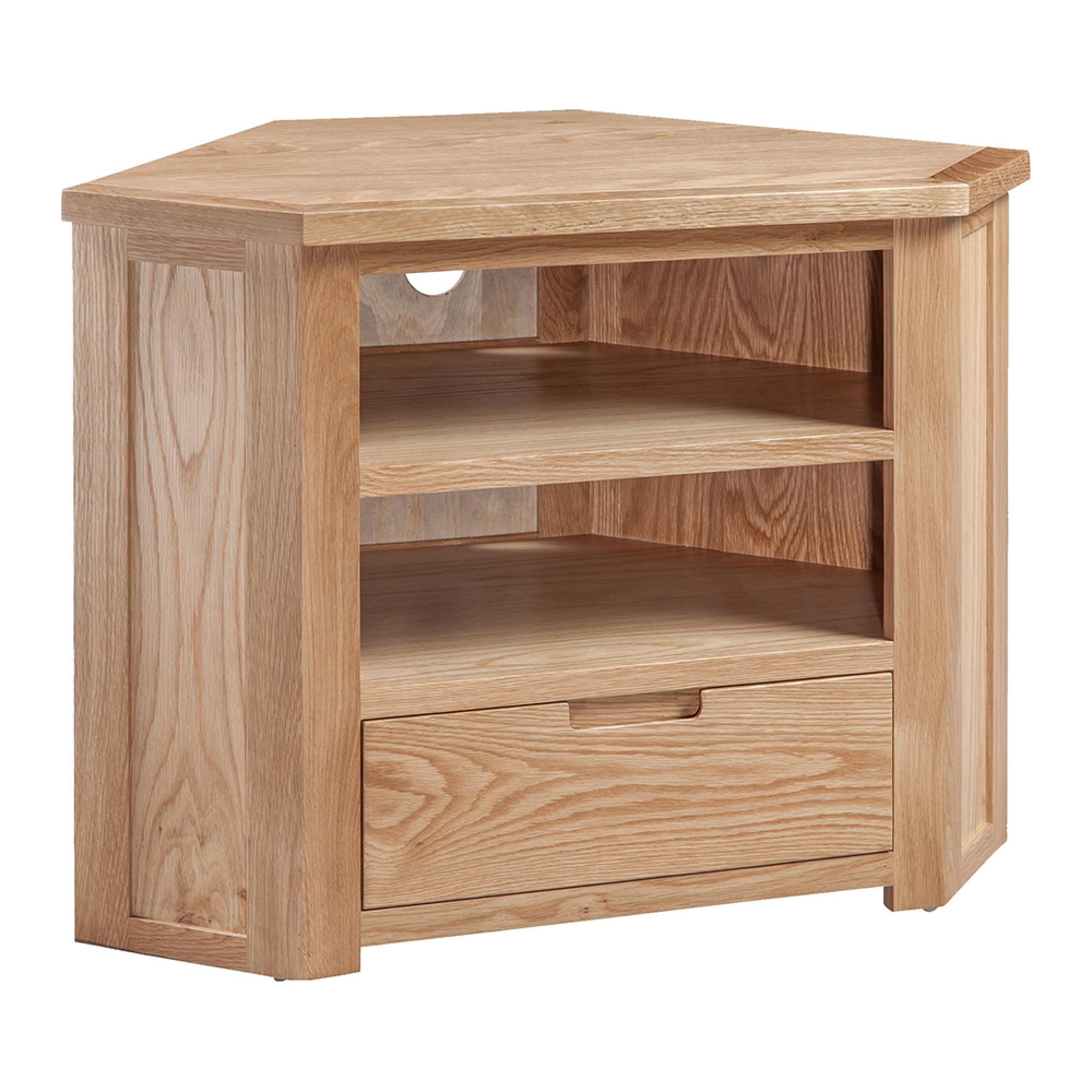 Moderna Corner TV Unit - 1 Drawer - Oak