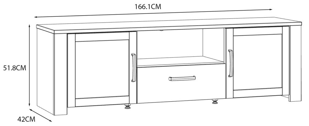 Bohol TV Unit - 2 Door - 1 Drawer - 166cm - White