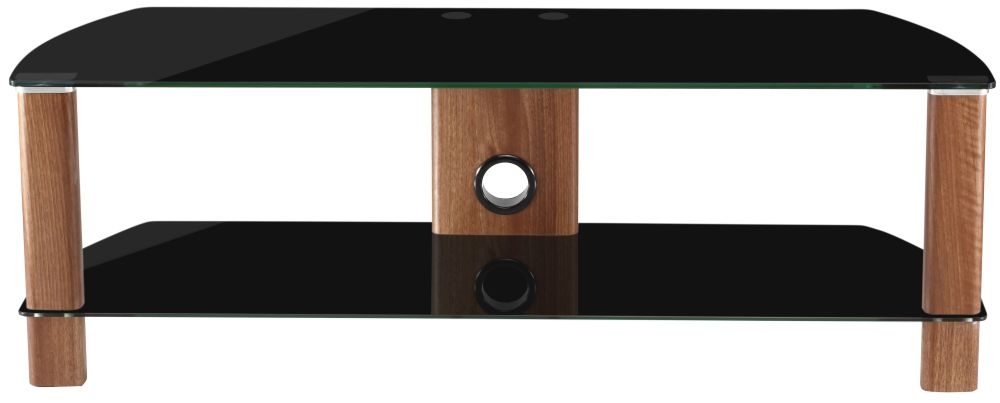 Ceiba Walnut and Black Glass 120cm TV Stand - ADCE1200-BLK