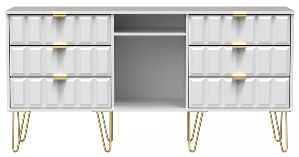 Cube White 150cm TV Unit with Hairpin Legs