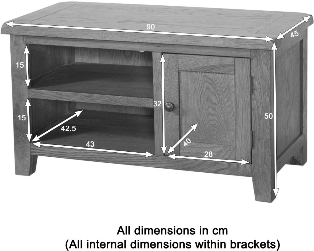 Dorset TV Unit - 1 Door - Small - Oak
