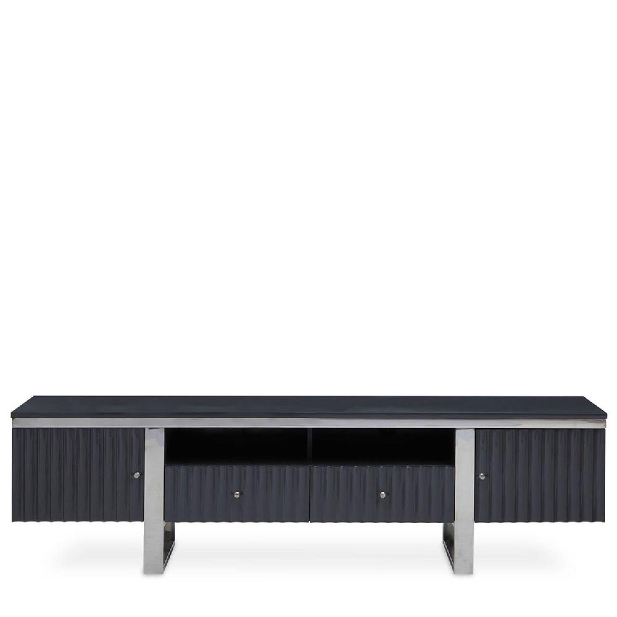 Genoa TV Unit - Storage - Fluted Grey High Gloss