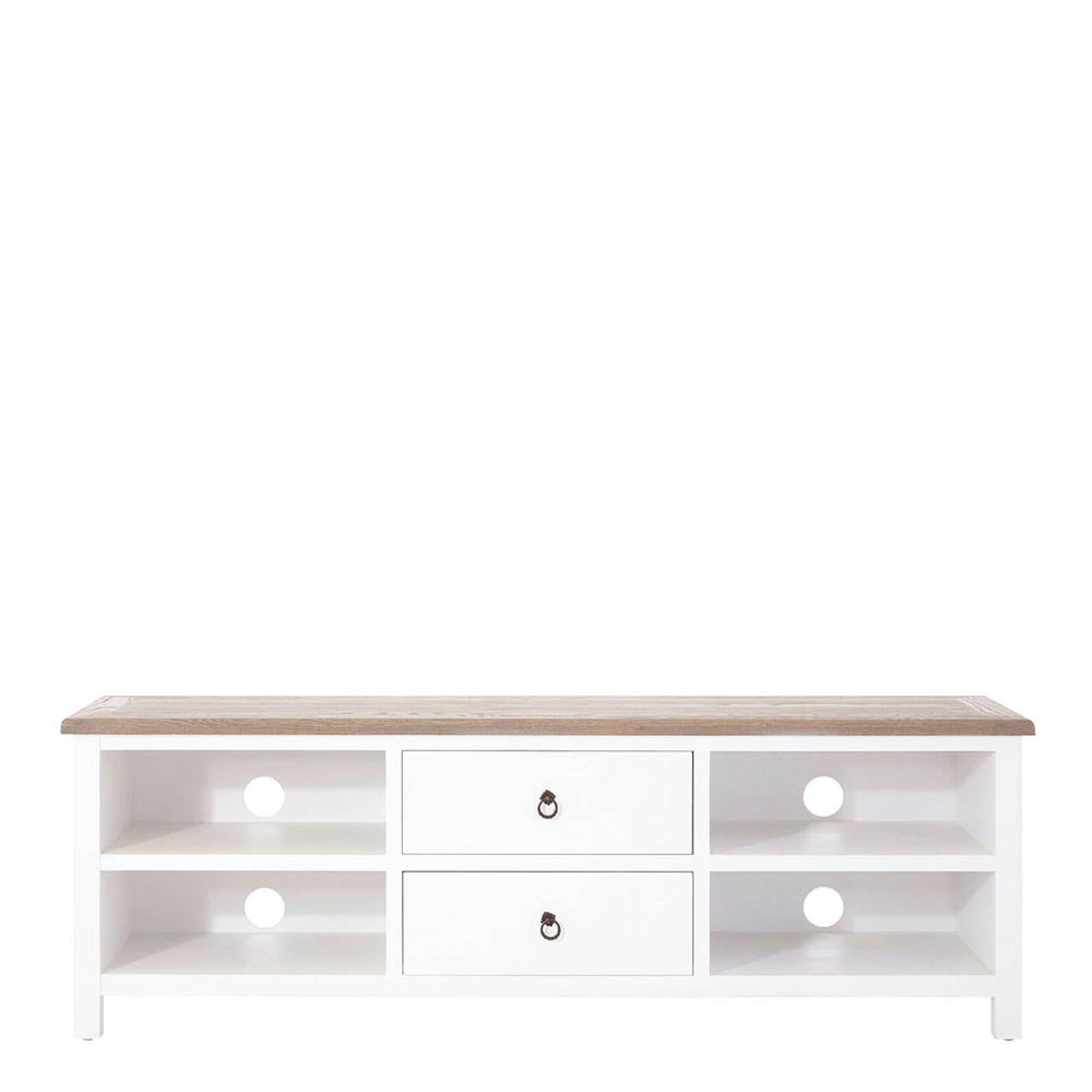 Hampstead TV Unit - 2 Drawer - White and Oak