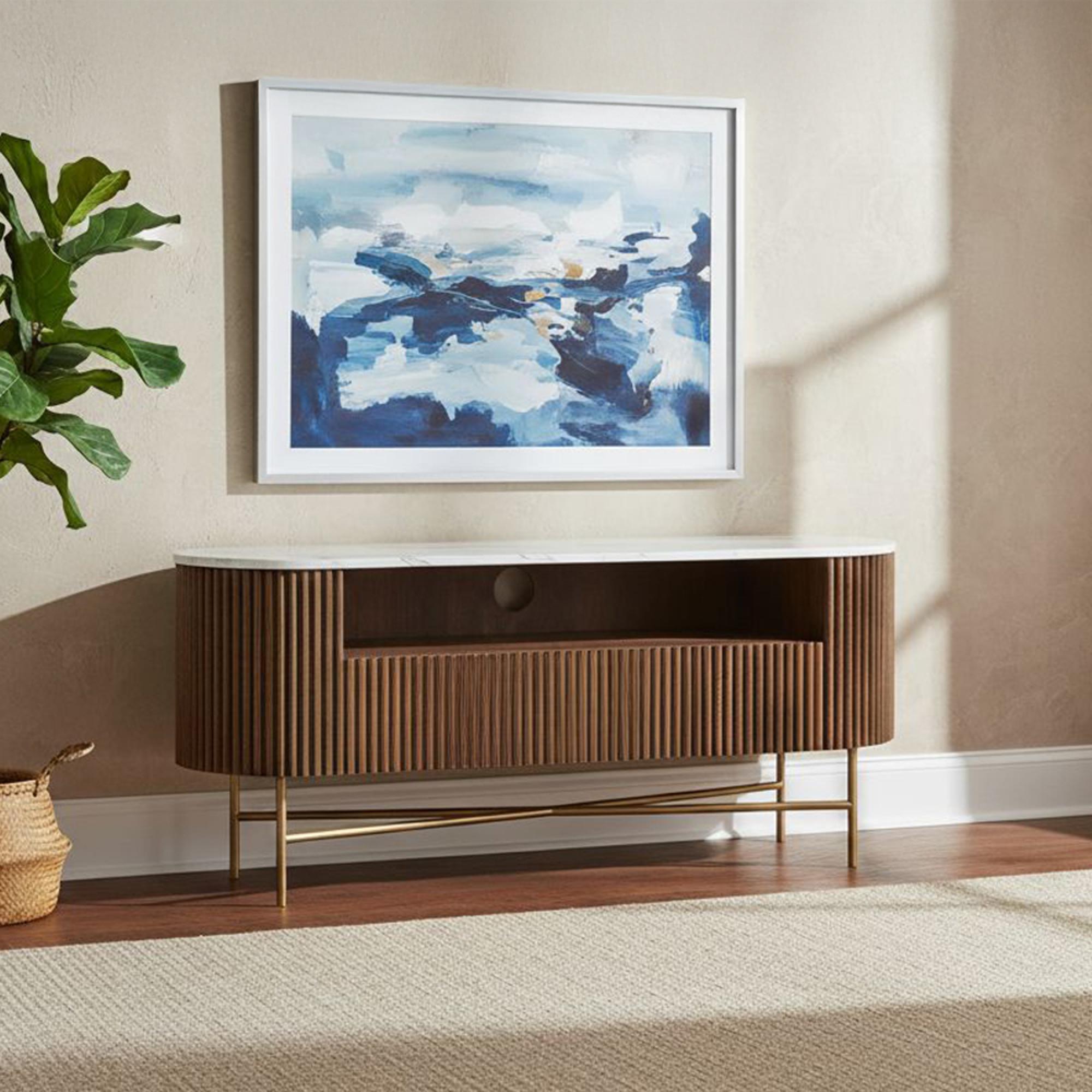 Harvard TV Unit - 120cm Fluted Curved - White Marble Top