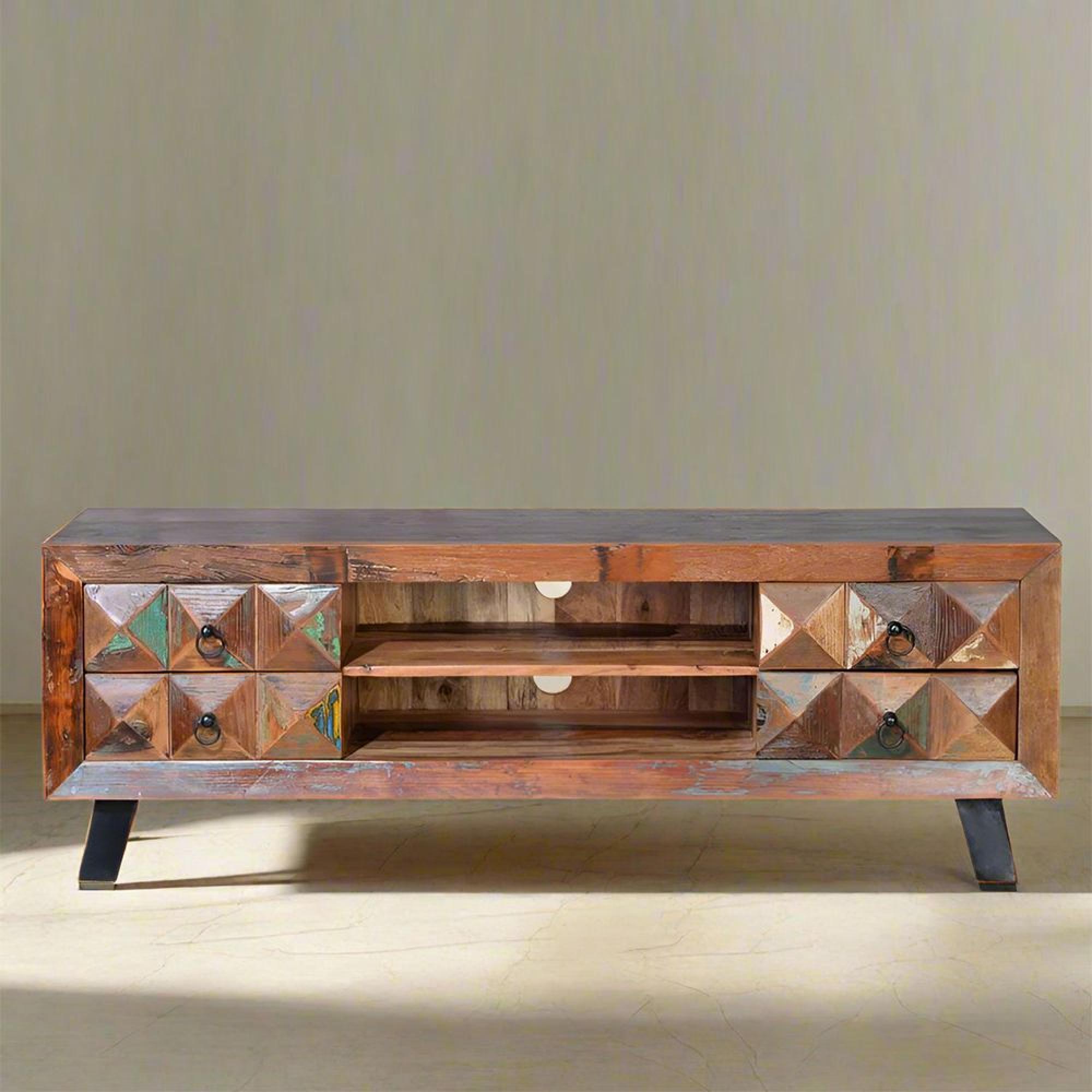 Hasley TV Unit - Recycled Wood - 4 Drawer
