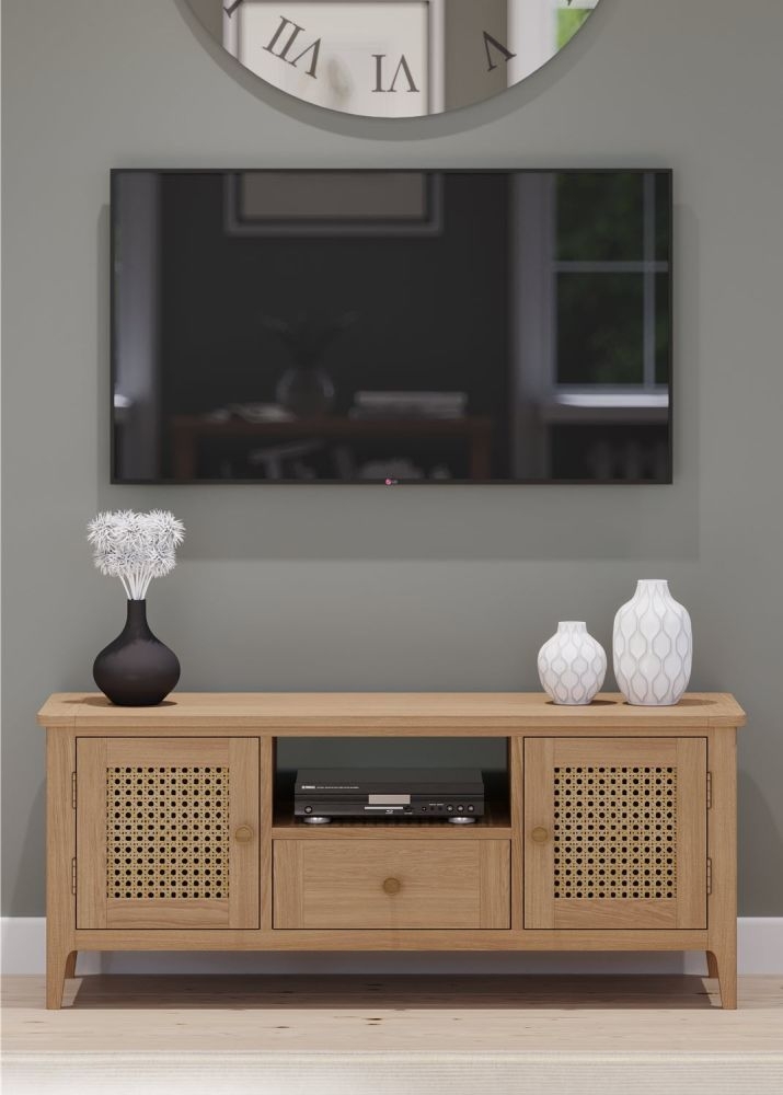 Henley Oak and Rattan 120cm TV Unit