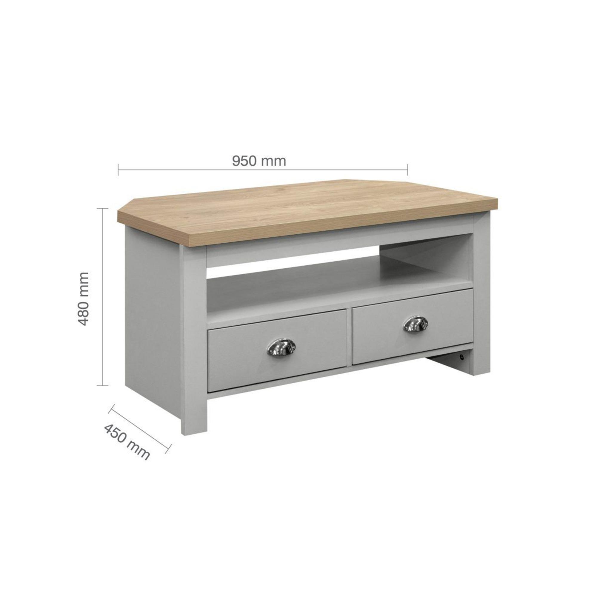 Highgate Corner TV Unit - 2 Drawer - Grey Painted