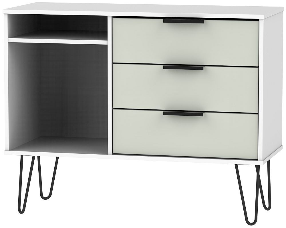 Hong Kong Cashmere and White 95cm TV Unit with Hairpin Legs
