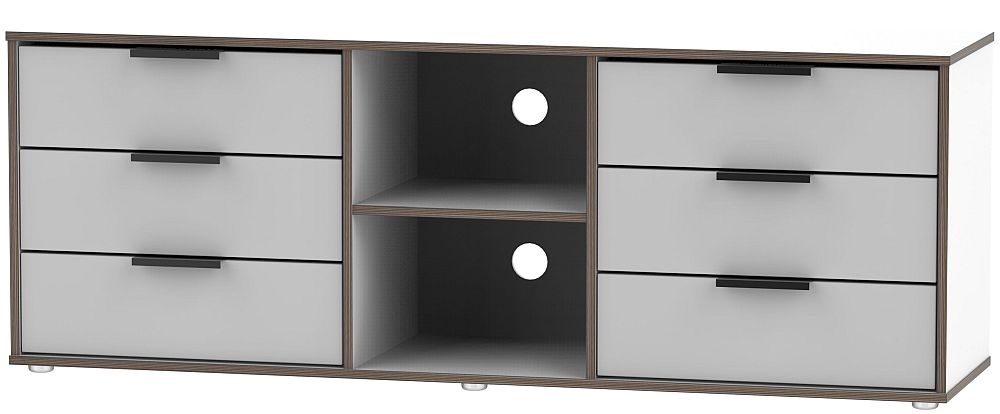 Hong Kong Grey and White 150cm TV Unit with Glides Legs