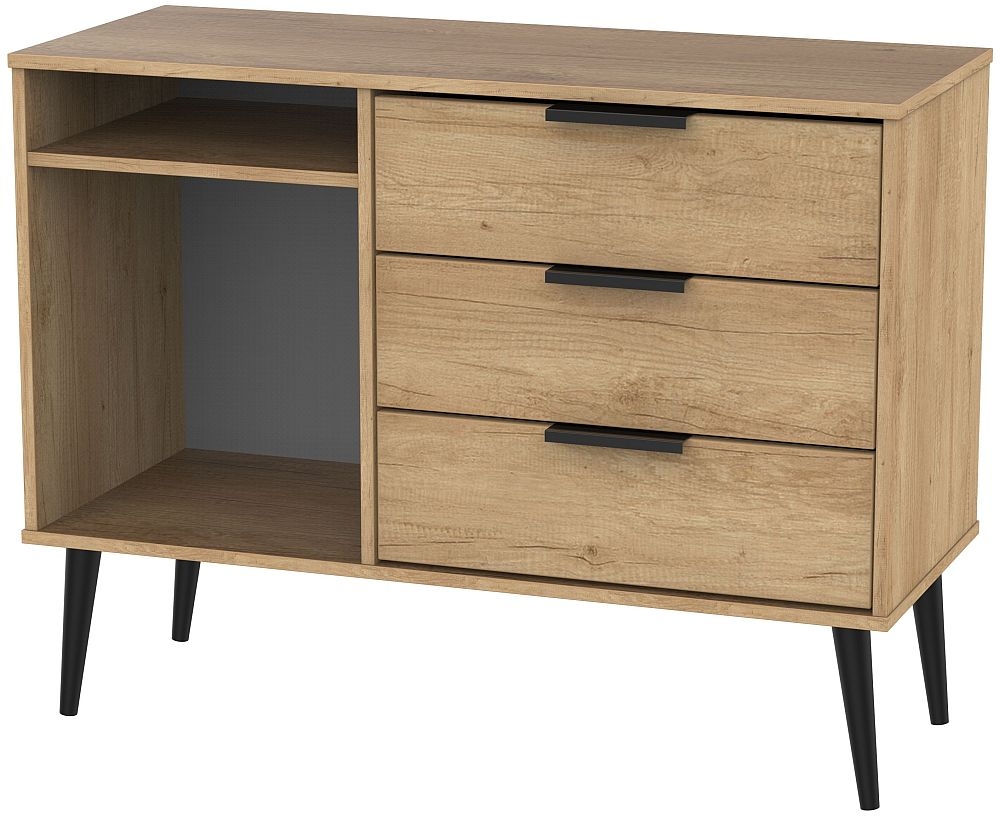 Hong Kong Oak Effect 95cm TV Unit with Wooden Legs