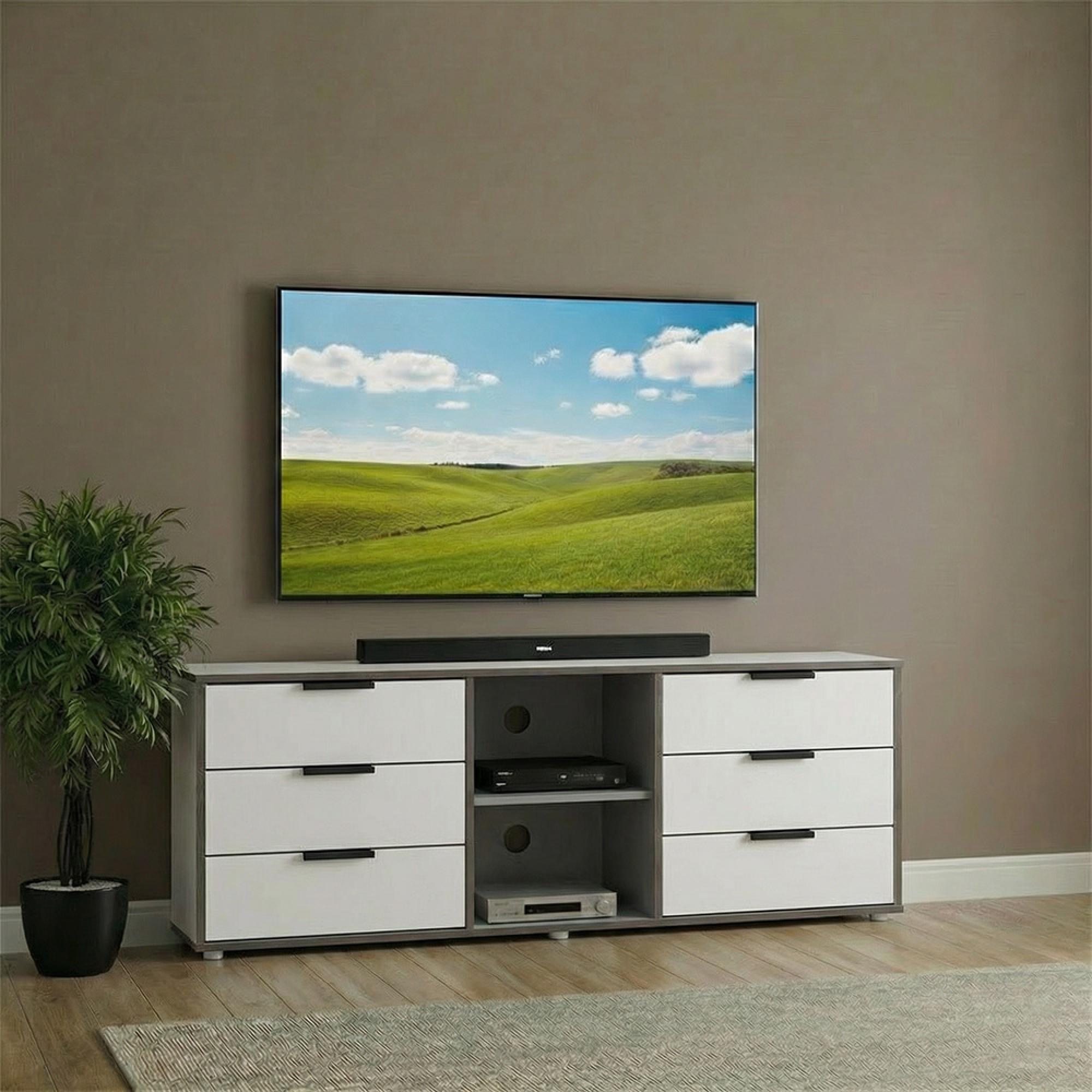 Hong Kong TV Unit - 150cm - with Glides Legs - White