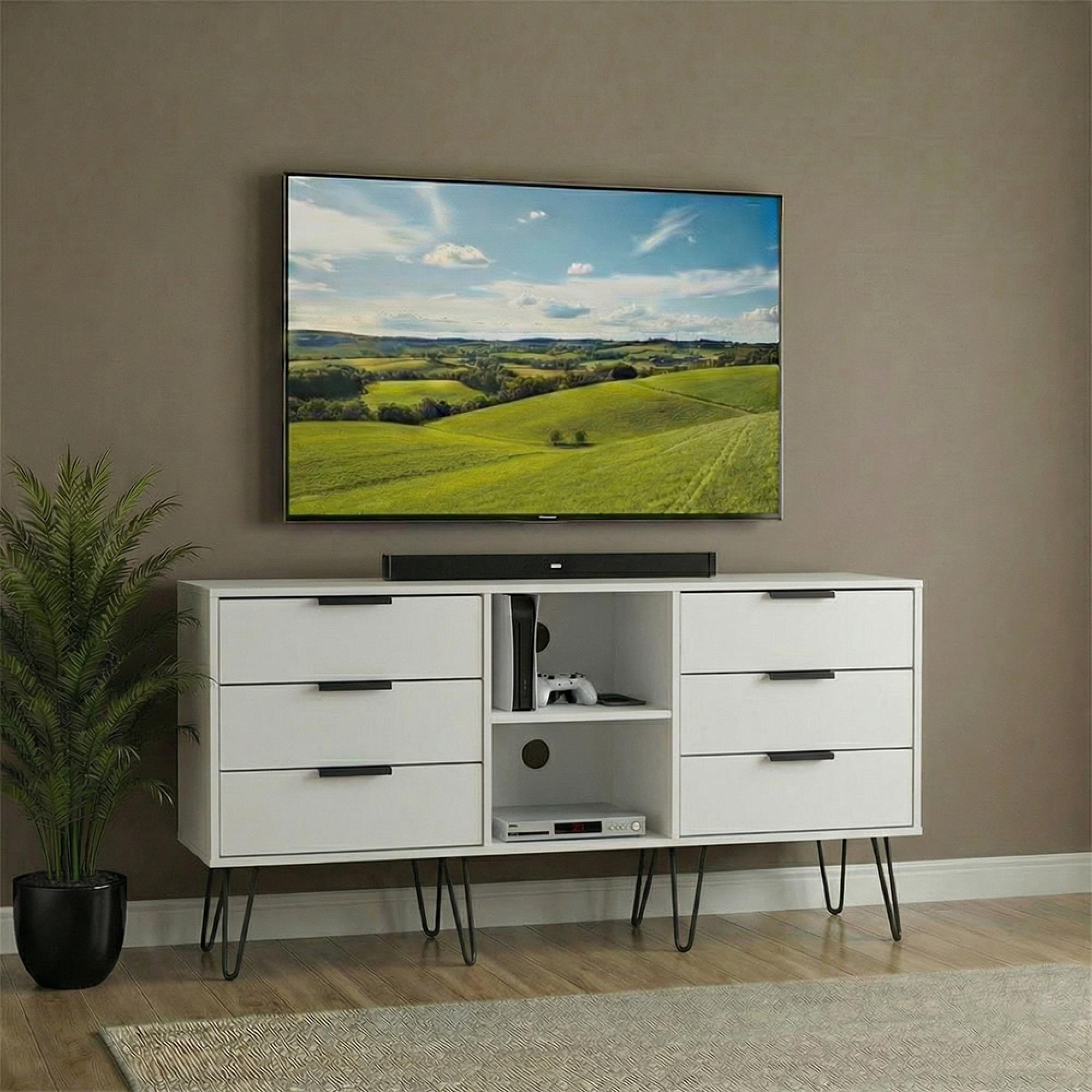 Hong Kong TV Unit - 150cm - with Hairpin Legs - White