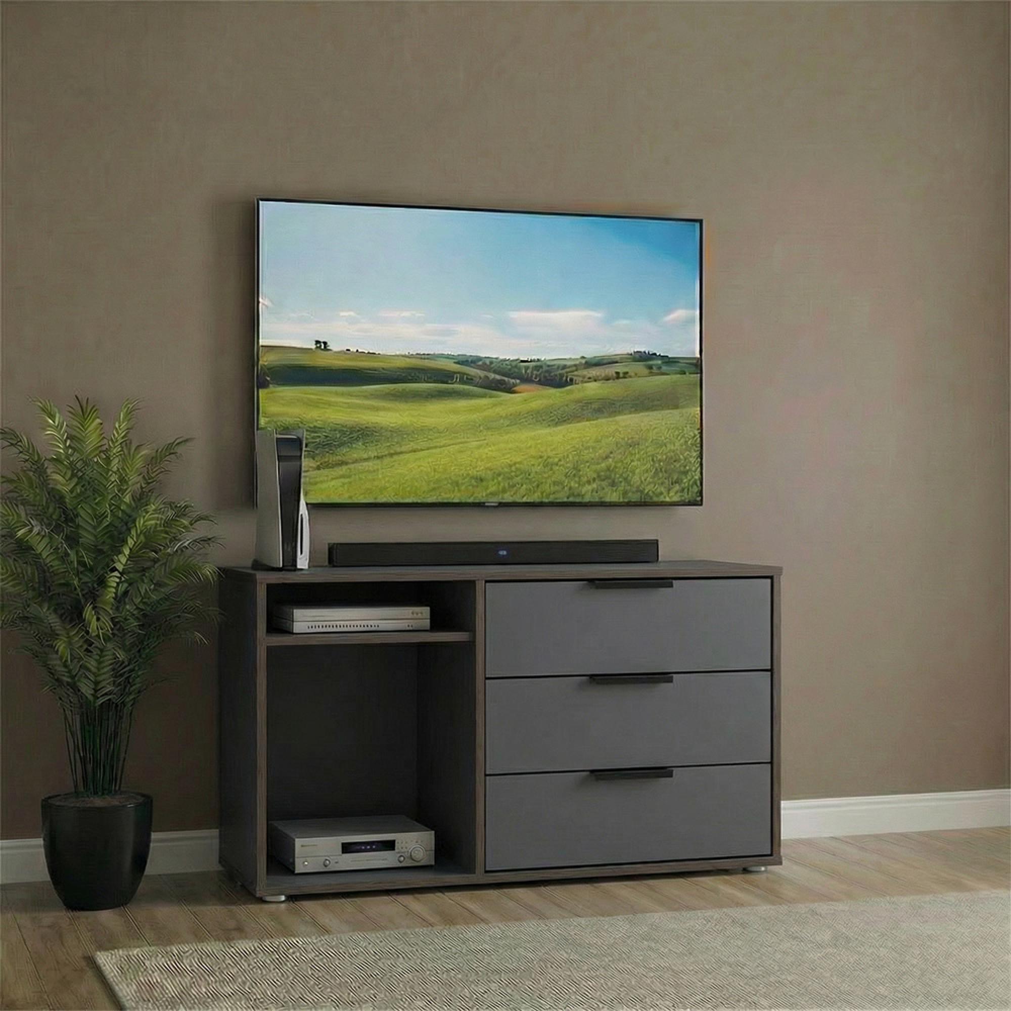 Hong Kong TV Unit - 95cm - with Glides Legs - Graphite