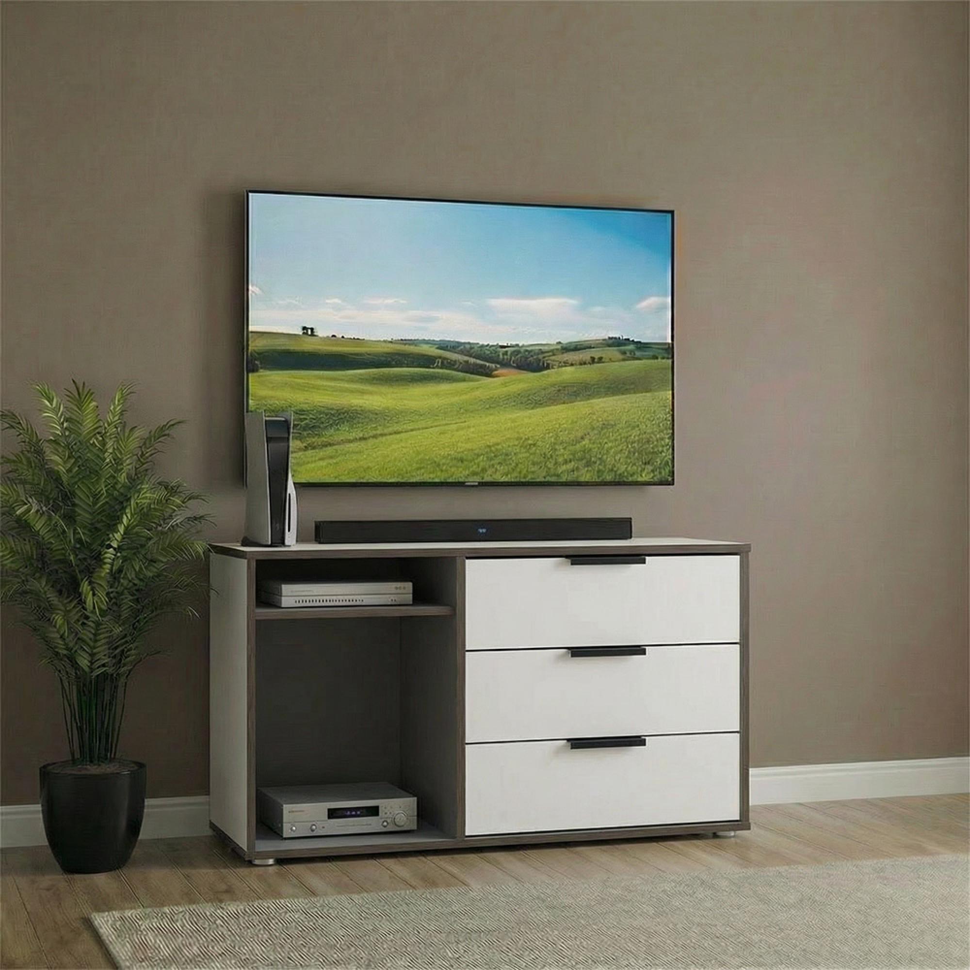 Hong Kong TV Unit - 95cm - with Glides Legs - White