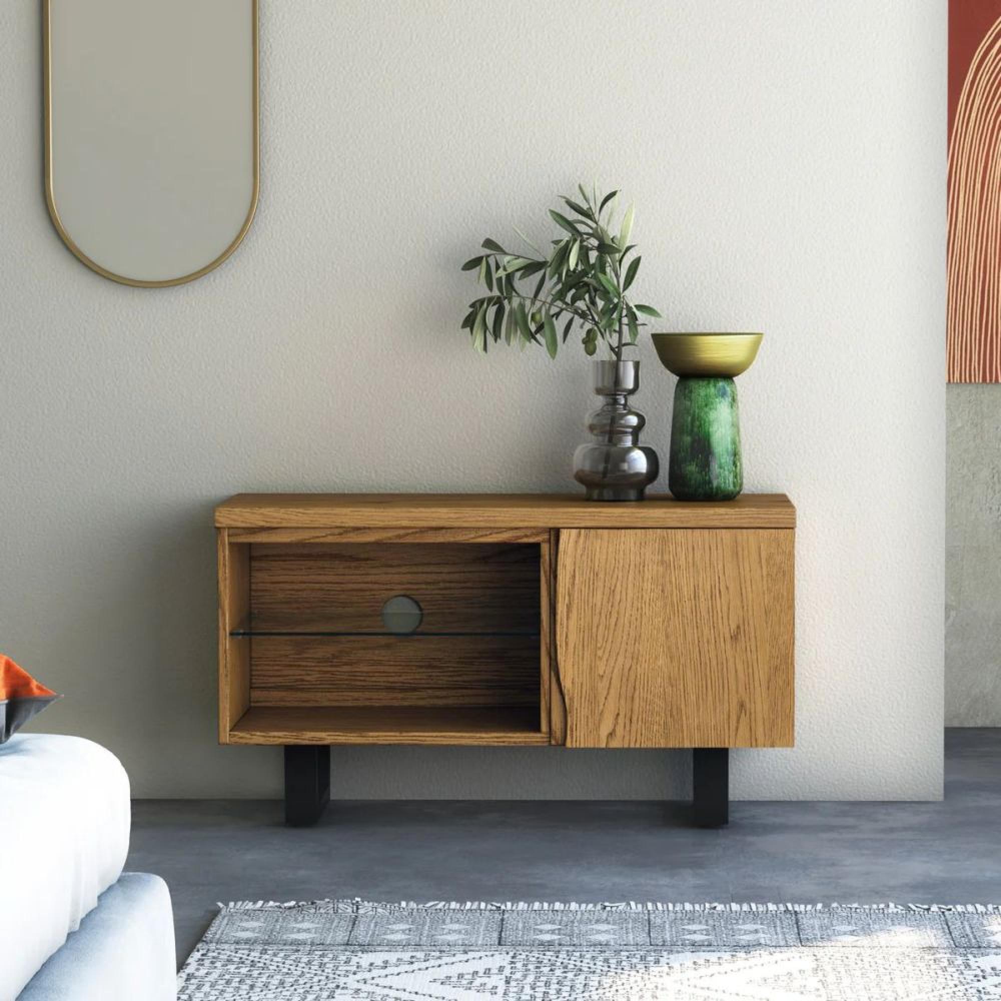 Jersey TV Unit - 1 Door Small - Industrial Style - Oak