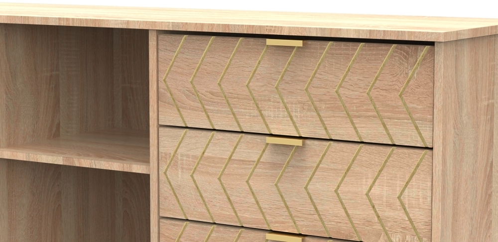 Jigsaw TV Unit - 150cm - with Gold Hairpin Legs - Oak