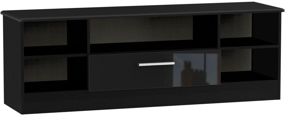 Knightsbridge Black Gloss 145cm Wide TV Unit