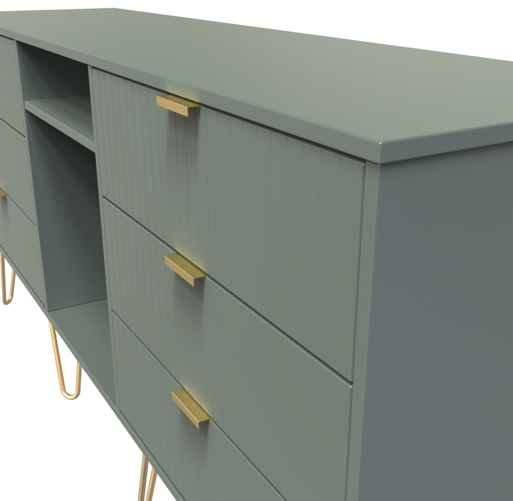 Linear TV Unit - 150cm - with Hairpin Legs - Green
