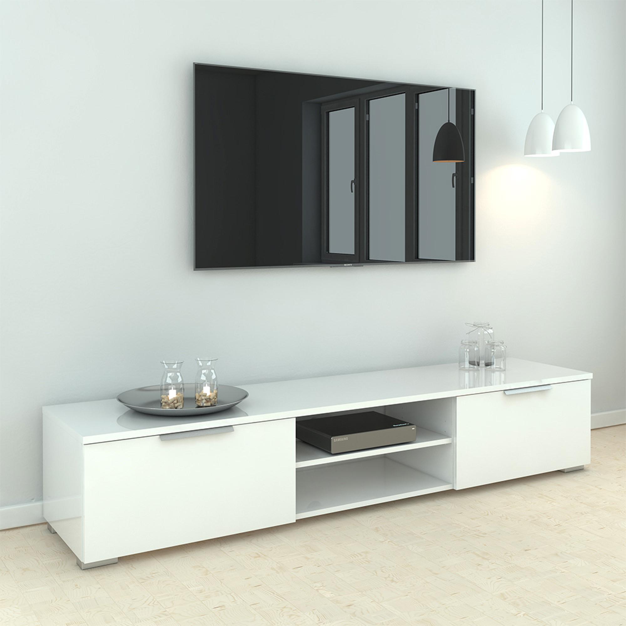Match TV Unit - 2 Drawer - 1727cm - White Gloss