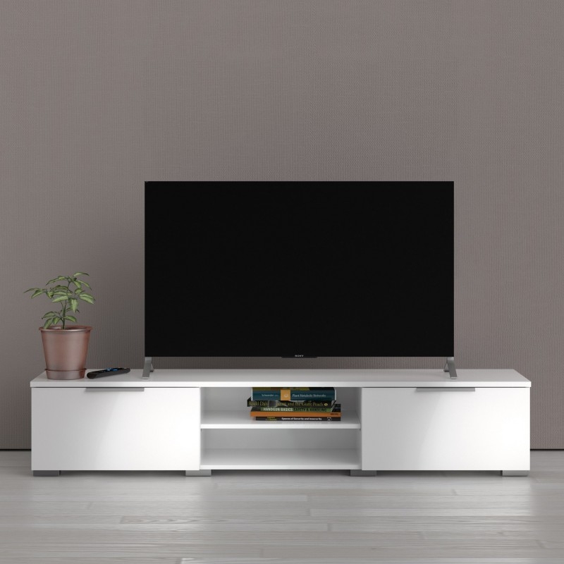 Match TV Unit - 2 Drawer - 1727cm - White Gloss