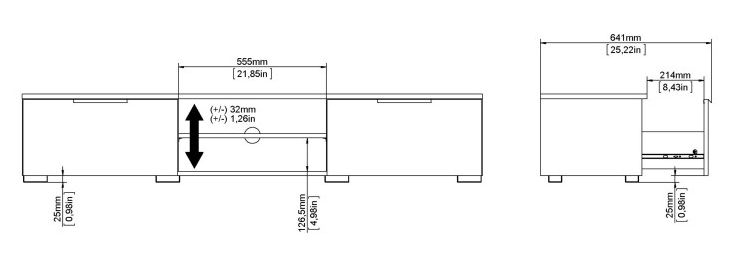 Match TV Unit - 2 Drawer - 1727cm - White Gloss