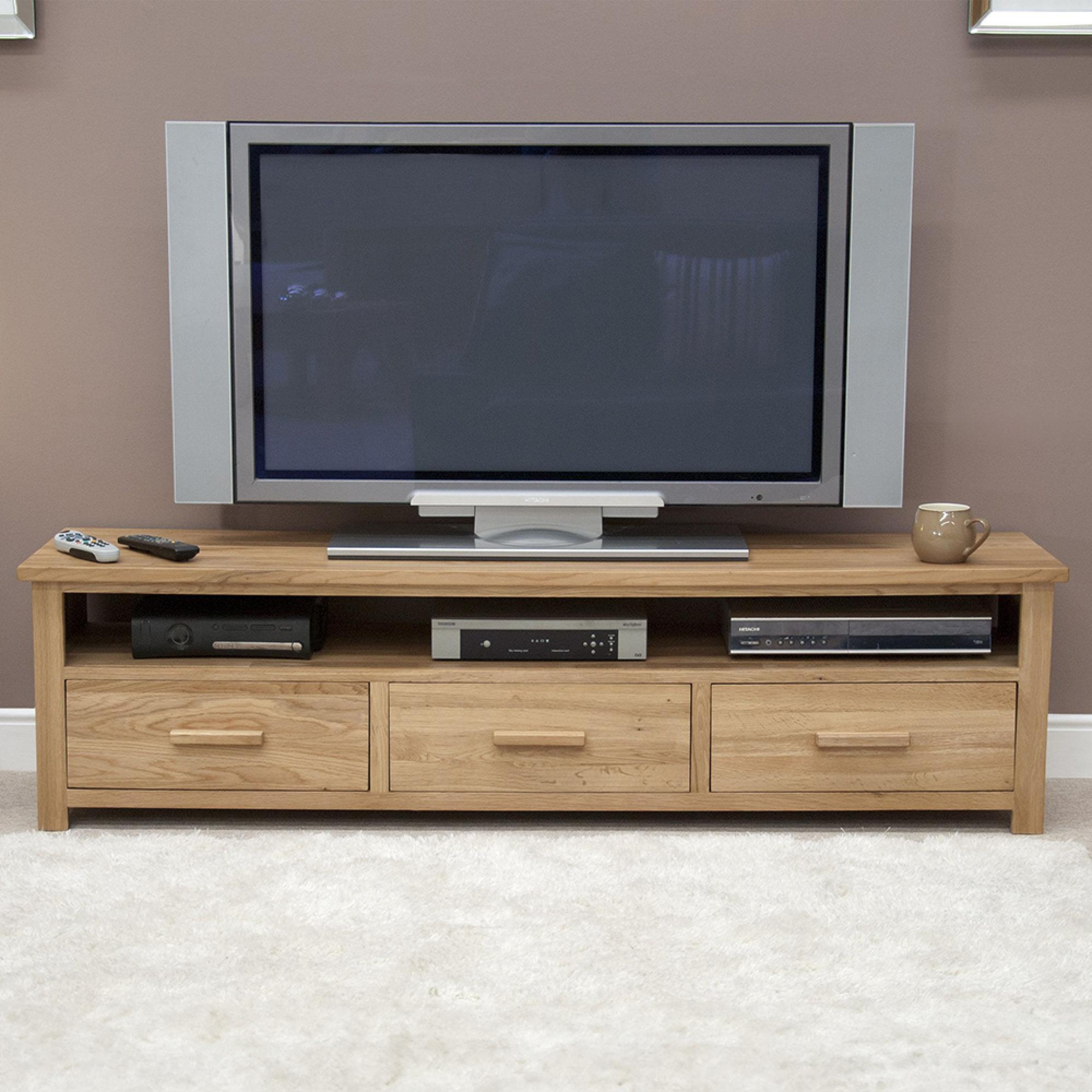 Opus Plasma TV Unit - 3 Drawer - Large - Oak