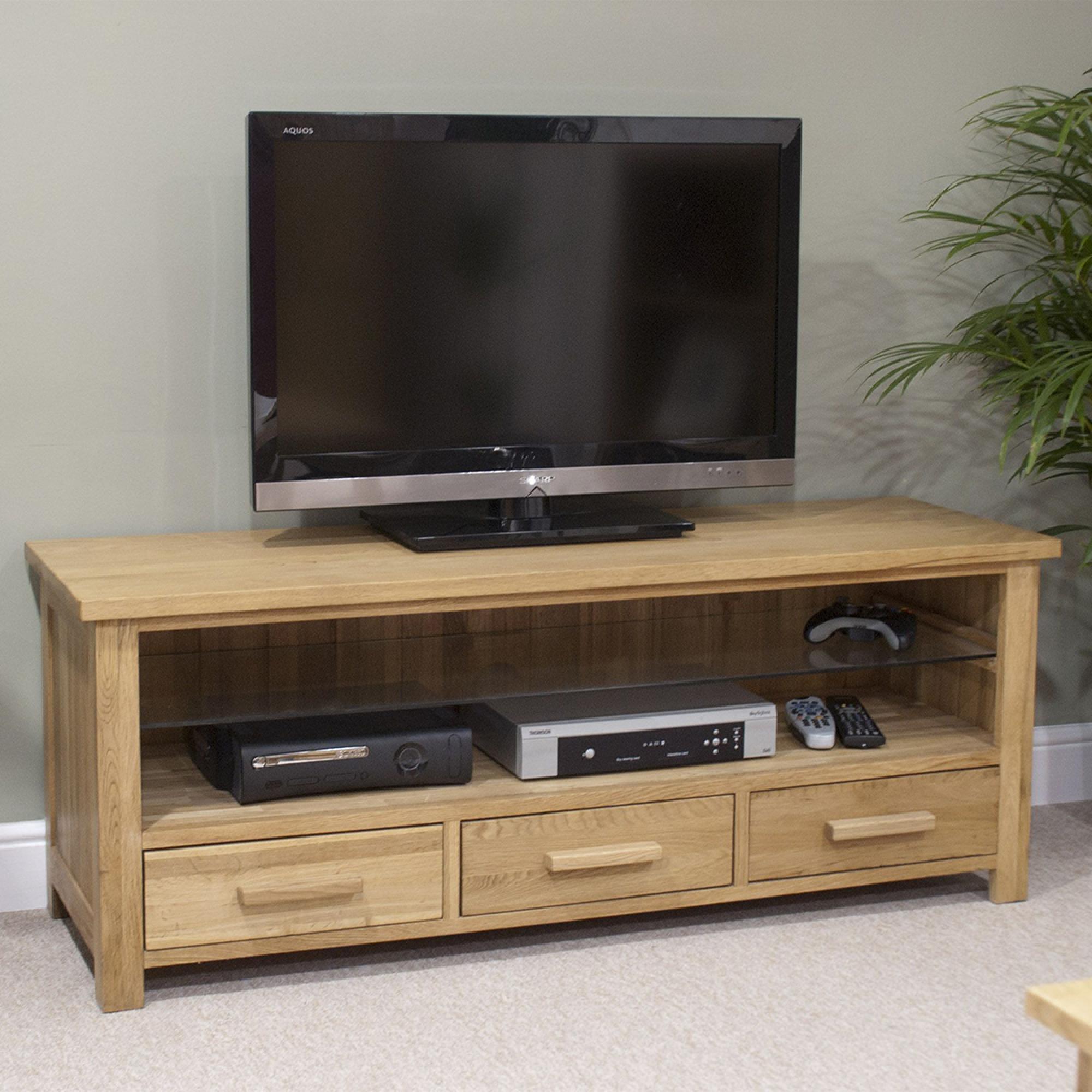 Opus Plasma TV Unit - 3 Drawer - Small - Oak