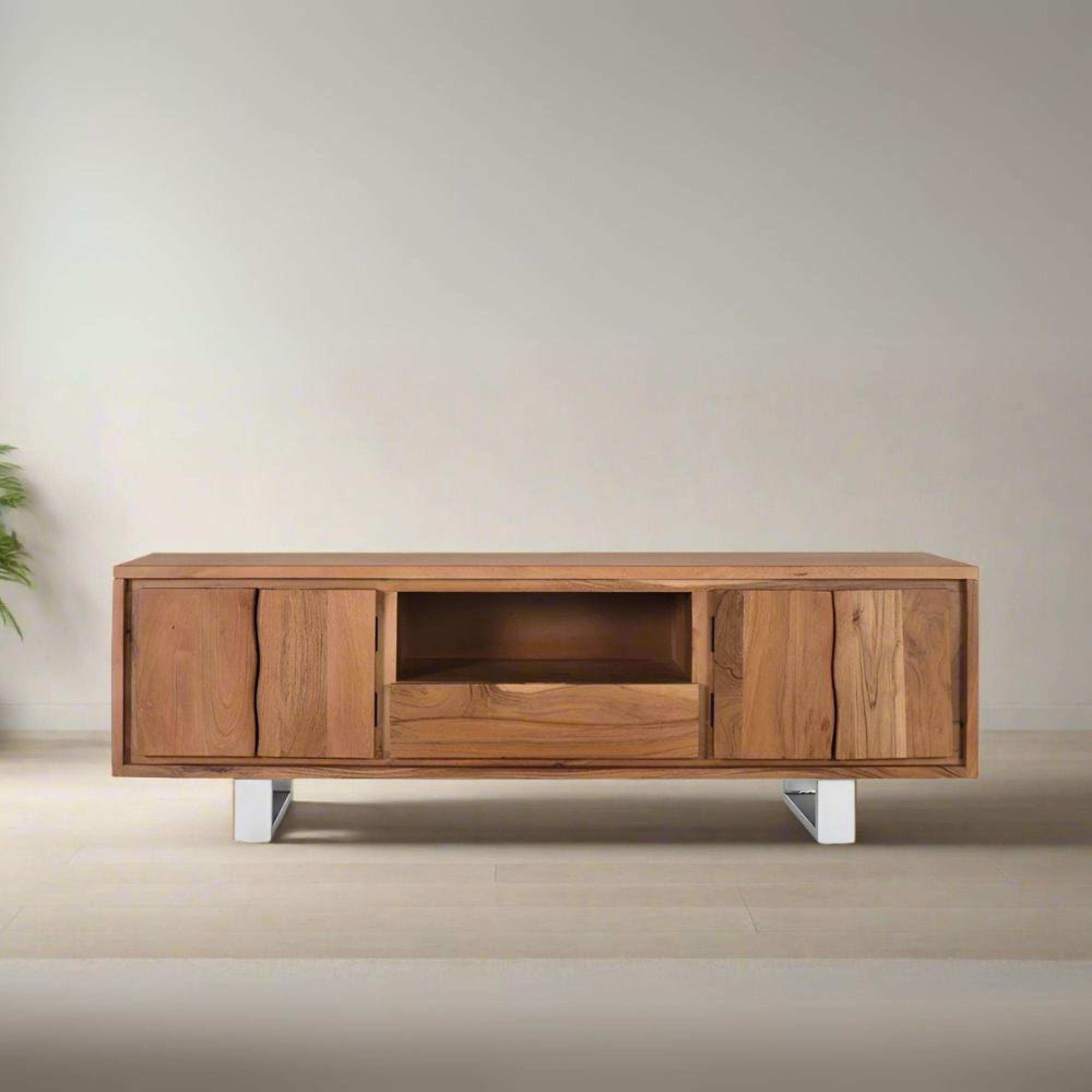Monza Natural Acacia Wood - Storage Large TV Unit