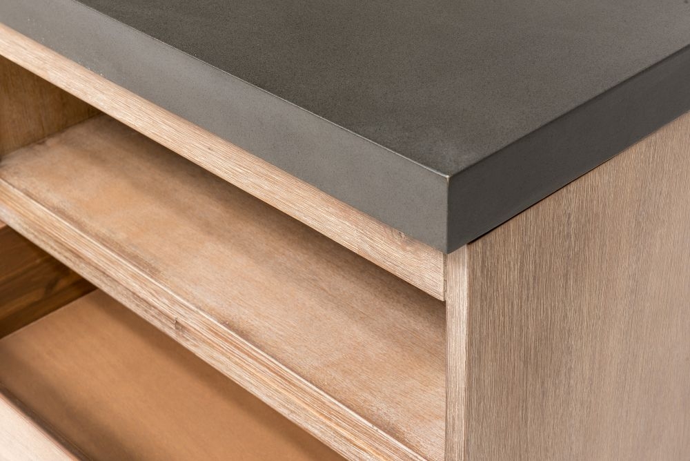 Pimlico TV Unit - 1 Door - 1 Drawer - Small - Acacia Wood and Concrete Top