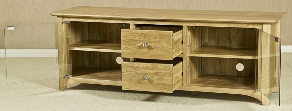 Shaker TV Unit - 2 Door - 2 Drawer - 139.5cm - Small - Oak