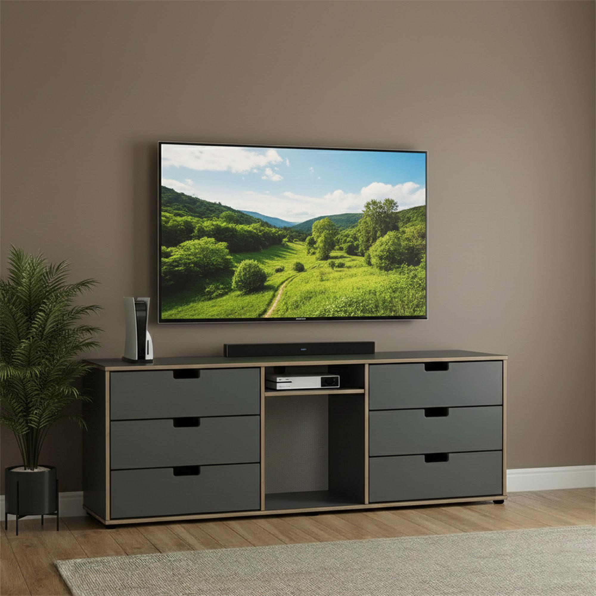 Shanghai TV Unit - 150cm - Glides Legs - Graphite