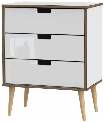 White High Gloss Front with White Base Unit with Natural Legs