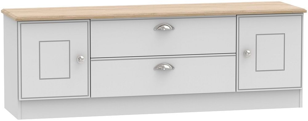 Victoria Grey and Riviera Oak 145cm TV Unit