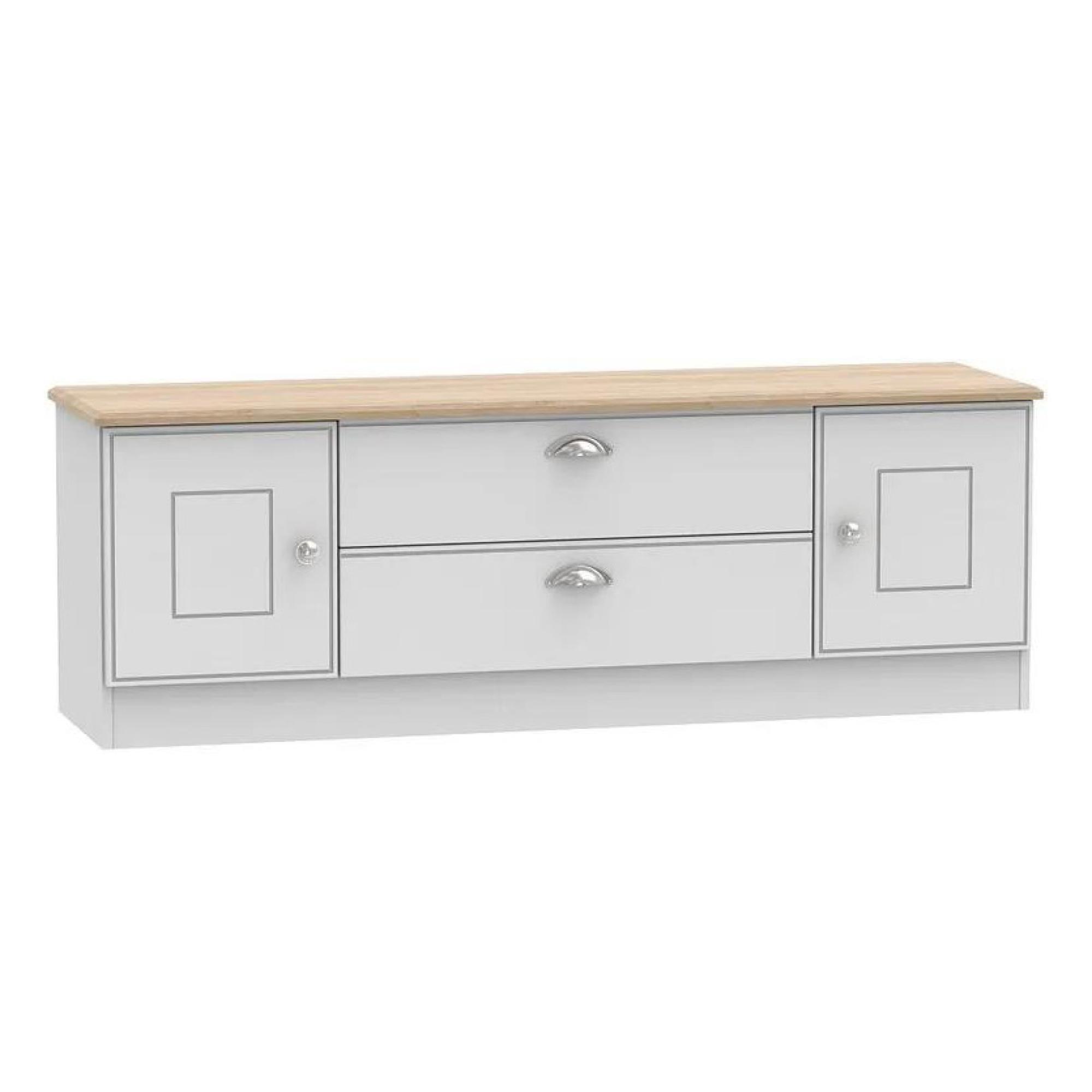 Victoria TV Unit - 145cm - Grey and Riviera Oak