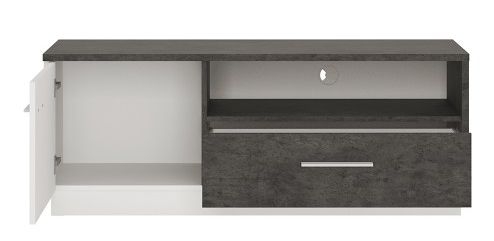 Zingaro TV Unit - 1 Door - 1 Drawer - 133cm - Grey and White