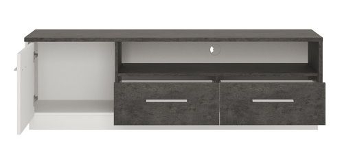 Zingaro TV Unit - 1 Door - 2 Drawer - 163cm - Grey and White